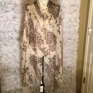 Collection XIIX Leopard Sheer Gold Simmers Print Scarf - Brown and Cream